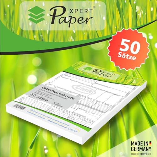 PaperXpert CMR Frachtbrief x 50 | 4-fach selbstdurchschreibend | Trennsatz für internationalen Güterverkehr | Premium Markenqualität | nach neuestem ADR-Standard - Made in Germany