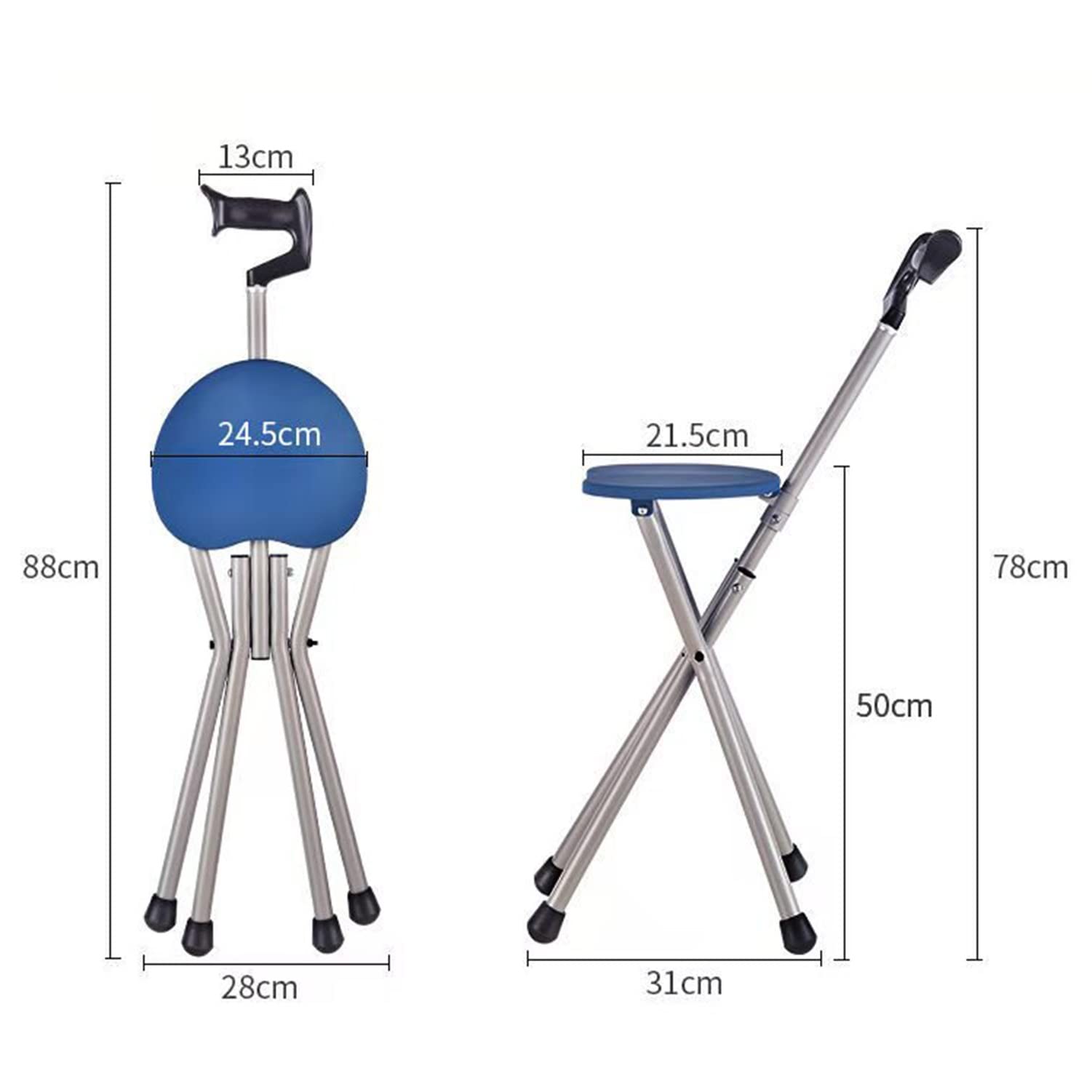 Muletas, Muletas con Asiento, Asiento de Muleta Plegable de Cuatro Patas, Silla Muleta de Aluminio Ligera Multifuncional, Muletas Plegables Ajustables Portátiles/Brown
