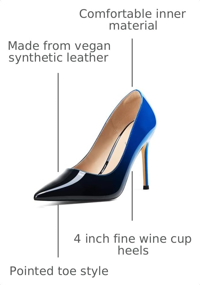 Image of Elisabet Tang High Heels, Womens Pointed Toe Slip on Stilettos Party Wedding Pumps Basic Shoes