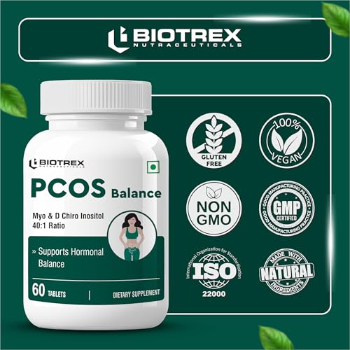 Image of Biotrex Nutraceuticals PCOS Supplement for women with 40:1 Ratio, High Purity Pharma Grade Ingredients | 2000mg Myo Inositol to 50mg D Chiro Inositol | Ovarian Support | Normalize Cycle | 60 Vegetarian Tablets