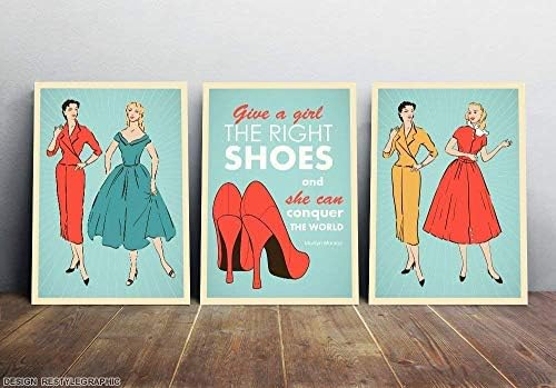 Fashion Poster For Women - Set Wall Art For Girls Bedroom - Marilyn Monroe Decor - 5x7, 8x10, 12x16, 16x20, 16x24, 18x24, 24x36 inches - Unframed Prints