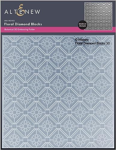 Altenew Floral Diamond Blocks 3D Embossing Folder, Easy to Use Embossing Folders for Paper Crafting, Three-Dimensional Projects, Embossing Folders for Cardmaking, Scrapbooking, and Journaling