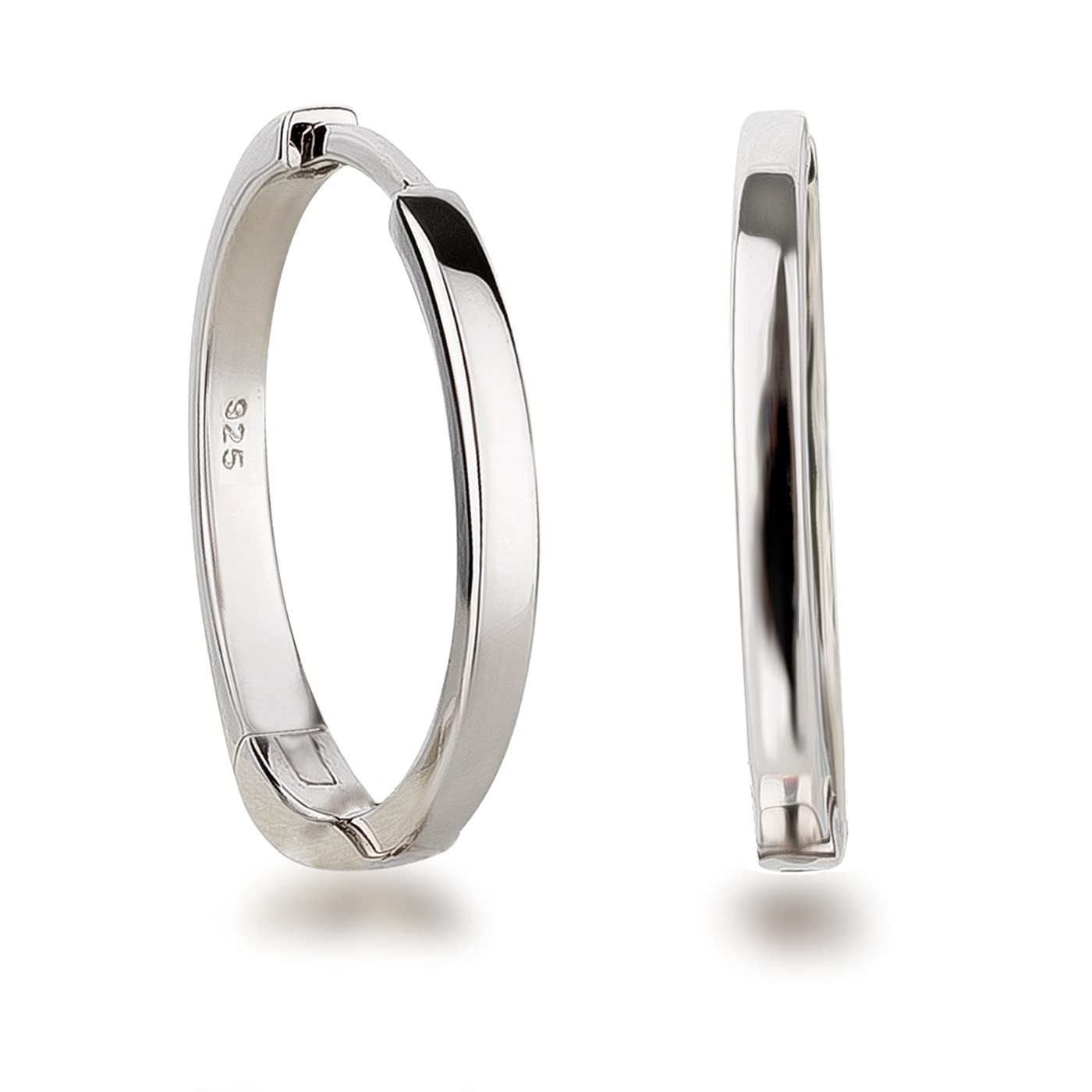 Schöner-SD Creolen 20mm 925 Silber Rhodium glänzend poliert