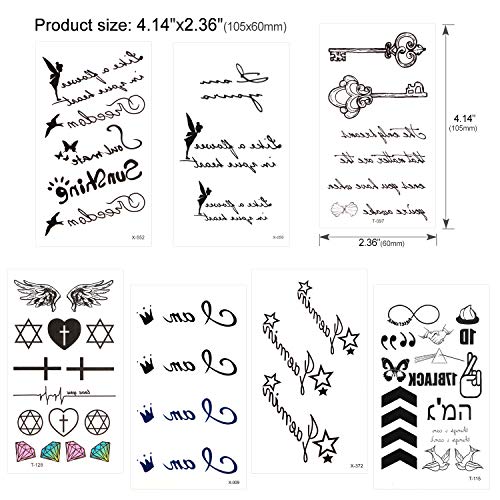 Konsait Temporary Tattoos For Adult Women Men Kids(30 Sheets), Waterproof Temporary Tattoo Fake Black Tiny Tattoos Body Art Sticker Hand Neck Wrist Cover Up Set #TOP3