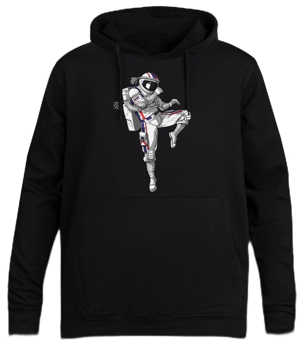 Muay Thai Astronaut Felpa con Cappuccio Nera Unisex Pullover Senza Genere