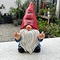 Generic Middle Finger Gnome Statue 7.8in? Naughty Garden Gnome Statue Decoration and Lawn Ornament - Funny Garden Gnomes for Outdoor or Home Decor, Red, WSH004