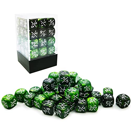 36pcs 12mm Positive and Negative Dice Counters Marble Green+Gemini Green&Black Set, Small Token Dice Compatible with MTG, CCG - Image 3