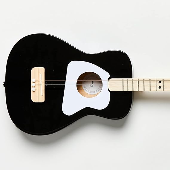 Loog Pro Acoustic kids Guitar 3-strings Ages 6+ Learning App and Lessons Included Black