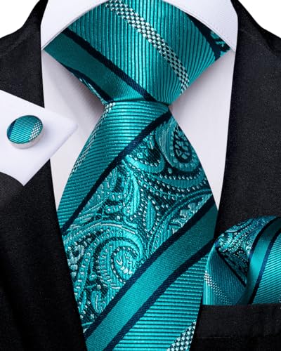 Image of DiBanGu Mens Zipper Ties Silk Adjustable Necktie Pocket Square