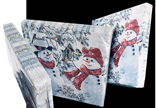 20-Ct 13X13 Christmas Napkins Paper Snowmen Disposable Napkins Decorative Napkins Christmas Paper Napkins Christmas Cocktail Napkins Snowman Napkins Christmas Napkins Decoupage Winter Holiday Napkins #TOP1