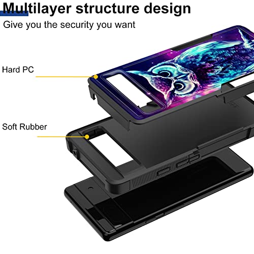 KJFHDJFDH for Pixel 7 Pro Case,Dual Layer Hybrid Heavy Duty Rugged Shockproof Hard PC +Soft Silicone Protective Case for Google Pixel 7 Pro 5G 6.7”,Galaxy Owl - image 2