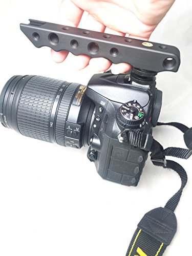 Riqiorod Video Stabilizing Top Handle & Cold Shoe Extender Grip for Canon EOS, Nikon, Olympus & Pentax DSLR Cameras Video Light Camera Monitor - Thumbnail 4