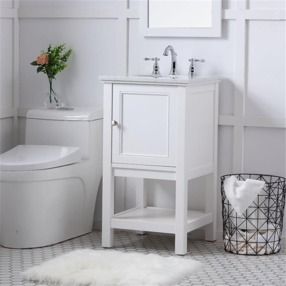 Elegant Decor Metropolis 19" Single Marble Top Bathroom Vanity in White