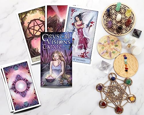Image of AYME Tarot Card Game 78 Pieces Crystal Visions Tarot Cards Decks For Beginners, Classic Traditional Standard Tarot Deck Fortune Telling Game Divination Tools For Adults (Style 5)