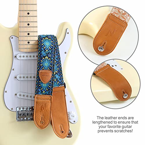 Nefelibata Sangle de guitare, double extrémités en cuir, tissé vintage avec 4 médiators + verrous de sangle + bouton de sangle - Les Beatles, Paul McCartney, John Lennon, RIngo Starr, George Harrison Nefelibata Sangle de guitare, double extrémités en cuir, tissé vintage avec 4 médiators + verrous de sangle + bouton de sangle – Image 6