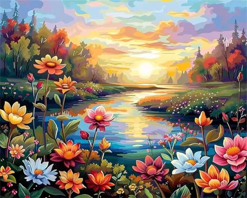 Puzzle De 300 Piezas para Adultos, Paisaje Río Flores Rompecabezas Adultos 300 Piezas, Puzzles Clásicos, Entretenimiento Creativo Diversión, Regalo para la Relajación