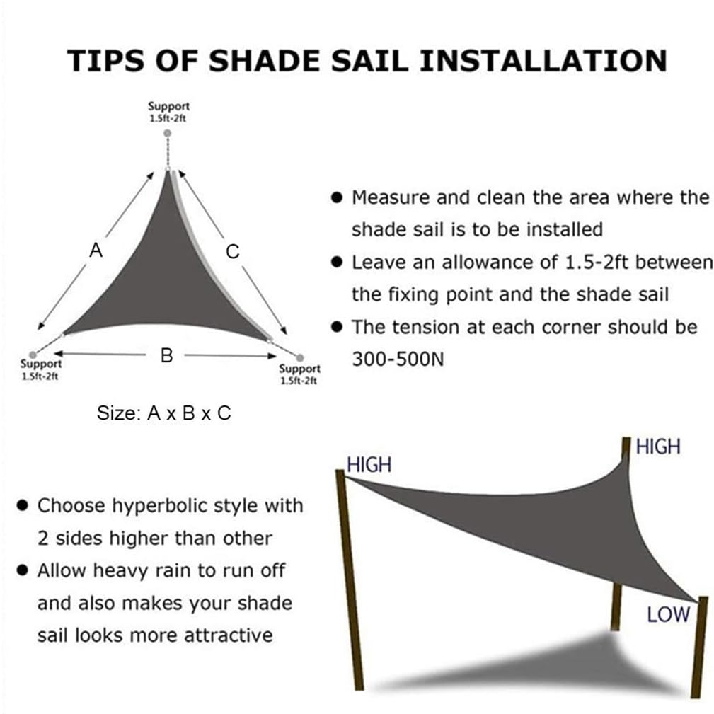 Vela Parasole 3x3m,Tenda Triangolare Impermeabile e Resistente al Sole,per Balcone,Terrazza,Giardino e Patio,Copertura,Beige,4mx4mx4m
