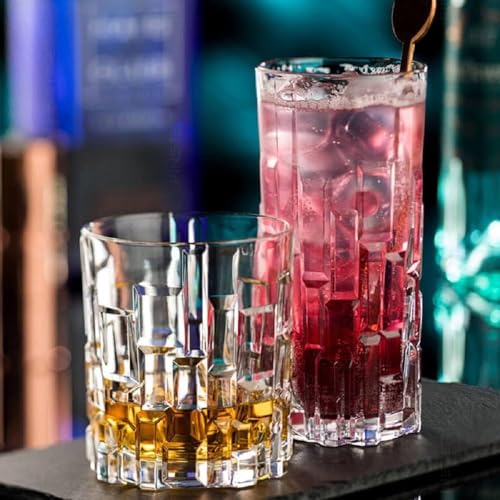 Image of Premium 350ML Juice Glasses Drinking Glasses, Highball Lead-Free Glasses, Tumblers for Water, Juice, Beer, Cocktail and Mixed Drinks - Pieces, Transparent (Lining Glasses, 2 Count (Pack of 1))
