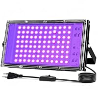 Indmird UV Schwarzlicht Strahler 100W, 395-400nm Schwarzlichtlampe, IP66 Wasserdicht LED uv Strahler mit Stecker Led Blacklight UV Flutlicht für Schwarzlichtparty, Neonparty, Disco, Halloween