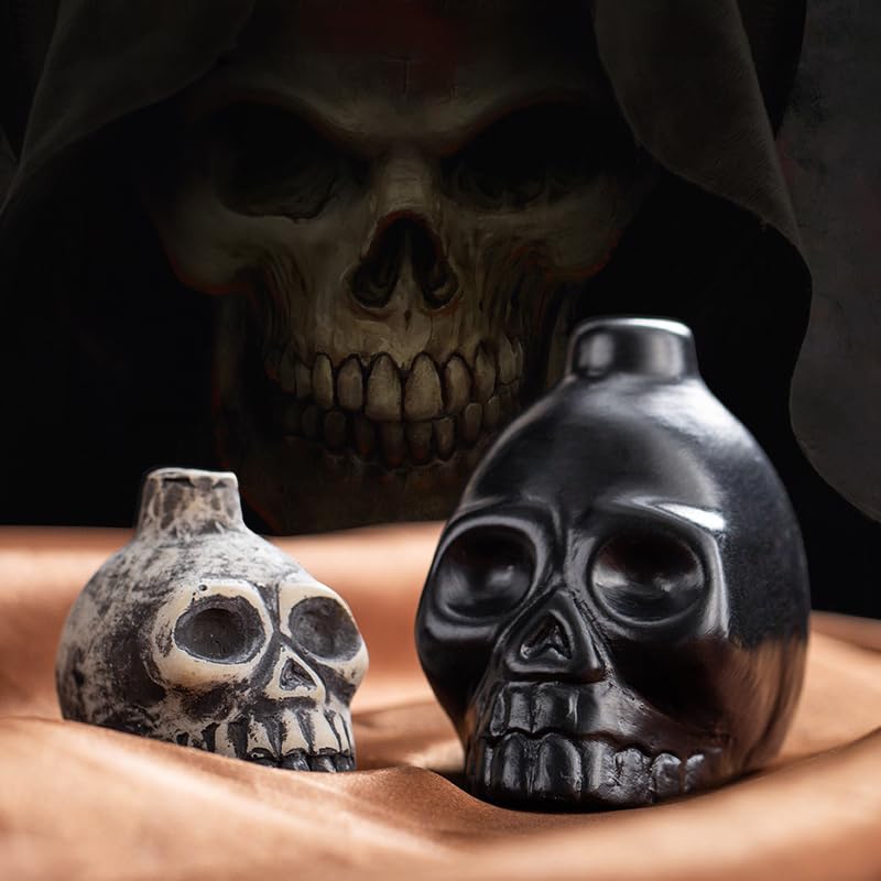 Aztec Skull Whistle - Creepy Loud Human Scream War Death Sound, High Decibels (Small, White)