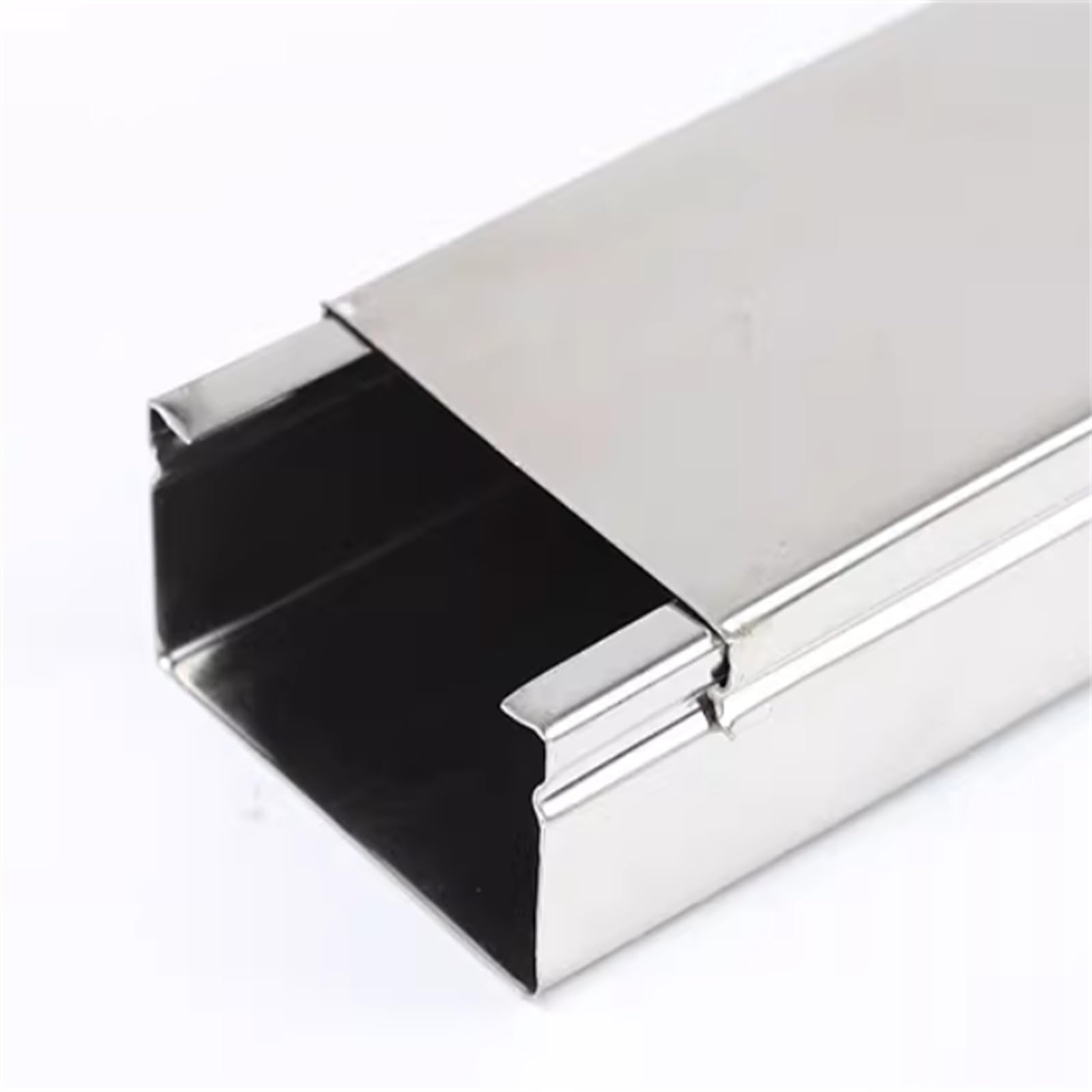 Lot de 4 protecteurs de câbles en acier inoxydable pour bureau, plafond, coin, sol, mur, chemin de roulement décoratif, 1 m de long, acier inoxydable 201, 40 x 25 x 0,6 mm