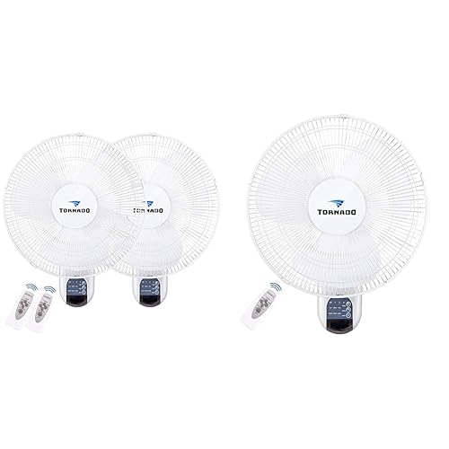 Tornado Paquete de 2 ventiladores oscilantes de montaje en pared de 16 pulgadas, control remoto incluido 3 velocidades 2650 CFM 6 pies y 16 pulgadas