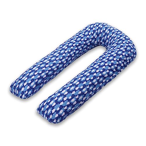 Image of COOZLY U Shaped Pregnancy Pillow | Maternity Pillow | 100% Cotton Removable Covers| Premium PregnoCare Fibres (U Super Premium, Clouds)