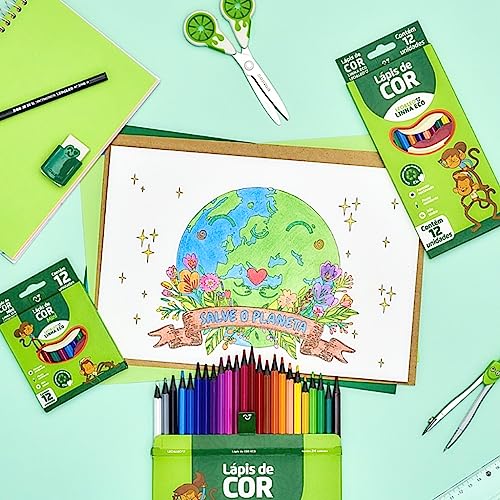 6 Caixas Lápis de Cor 12 Cores Escolar Leo&Leo