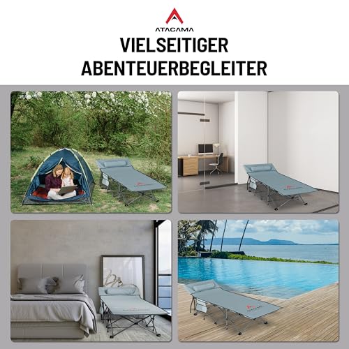 Atacama Feldbett Klappbar - Ultraleichtes Campingbett XXL für Outdoor-Abenteuer und Karpfenliege - Komfortabel, Tragbar