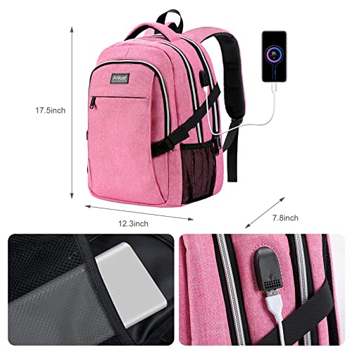 Ankuer Backpacks For Men Women, Backpack Fits Up 15.6 In Laptop Backpack For Travel, Backpacks With Usb Charging Port, Work Business Backpack For Women (Pink) #TOP1