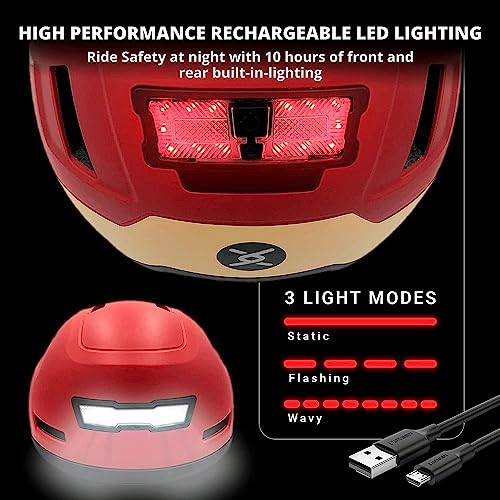 Image of XNITO Bike Helmet with LED Lights - Urban Bicycle Helmet for Adults, Men & Women - CPSC & NTA-8776 Dual Certified - Class 3 E-Bikes, Scooters, Onewheel, Commuter, Mountain