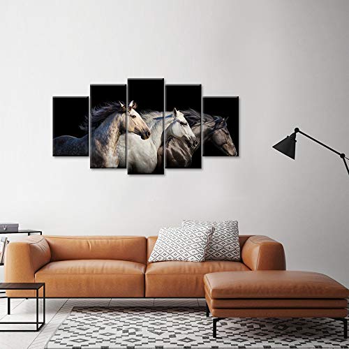 Levvarts Large 5 Piece Wall Art Running Horse Canvas Wall Art Wild Animal Picture Print On Canvas Modern Home Office Living Room Decoration Framed Ready To Hang #TOP1