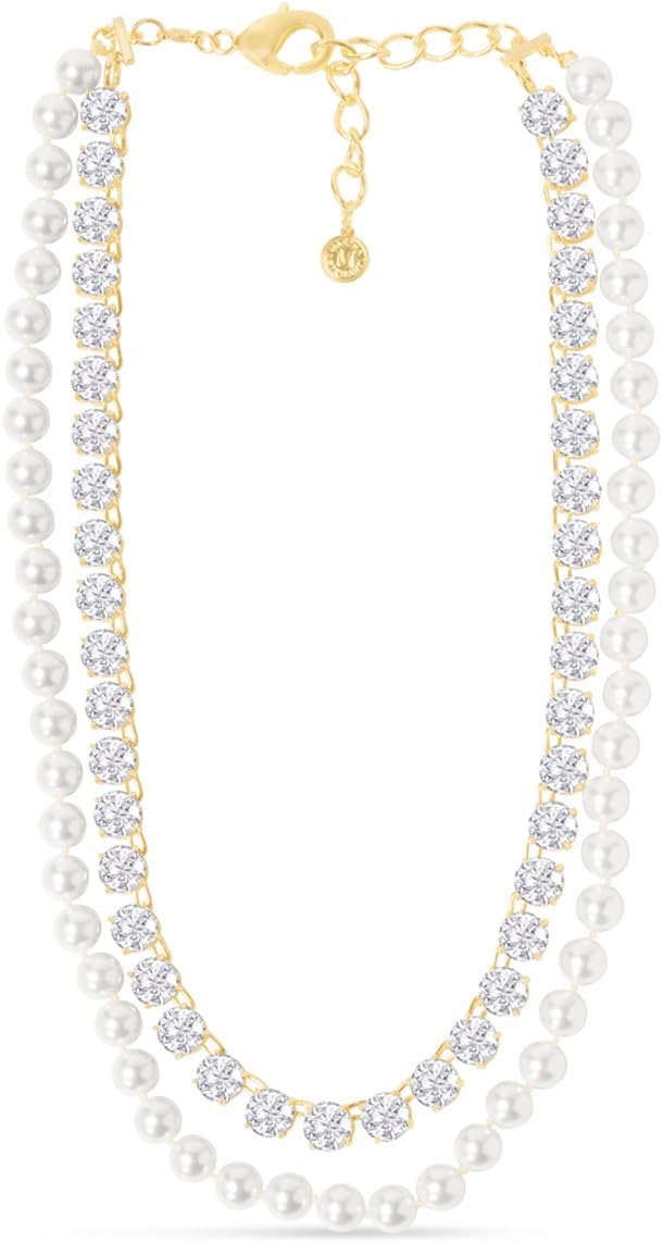 Martha Stewart Pearl and Crystal Necklace In Gold, 24 Inches For Women