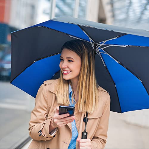 G4Free 54 Inch Large Golf Umbrella, Automatic Square 3 Folding Windproof Umbrella Compact Travel Rain Umbrellas（Sapphire Blue/Navy Blue） #TOP6