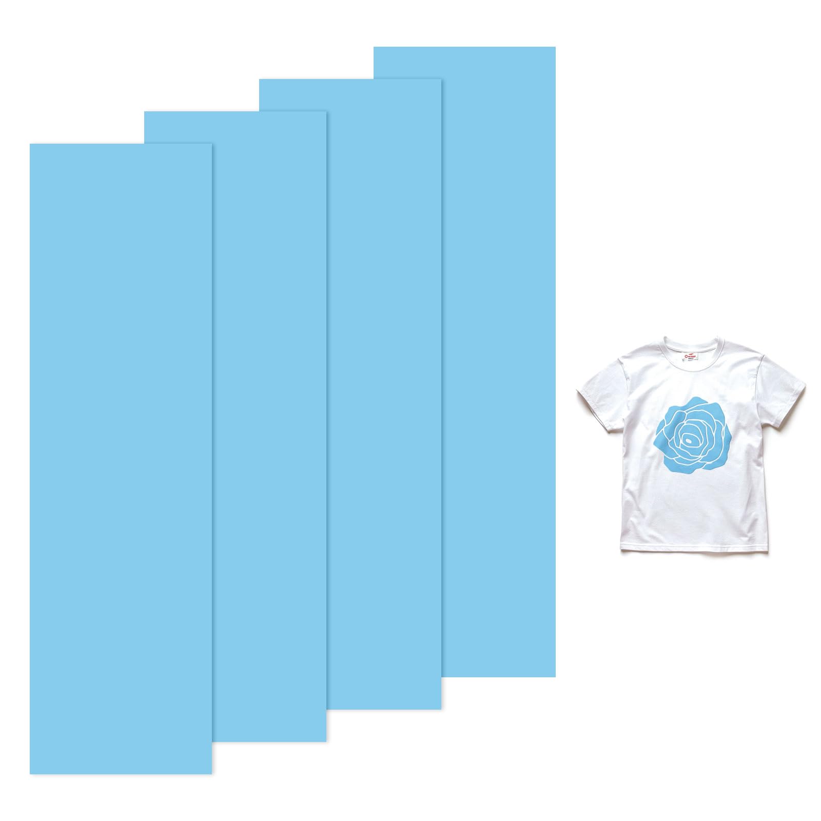 M METERXITY 4 Sheets 3D Puff Vinyl Heat Transfer 12x3.4 Inch Puff Vinyl Heat Transfer Light Blue Foaming HTV Sheets Iron-on for T-shirts/DIY Fabric