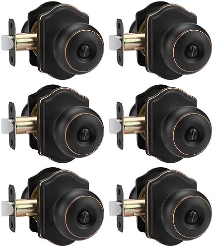 Goldenwarm Oil Rubbed Bronze Door Knobs Interior Bedroom Door Knob & Bathroom Classic Bronze Interior Door Knobs 6 Pack