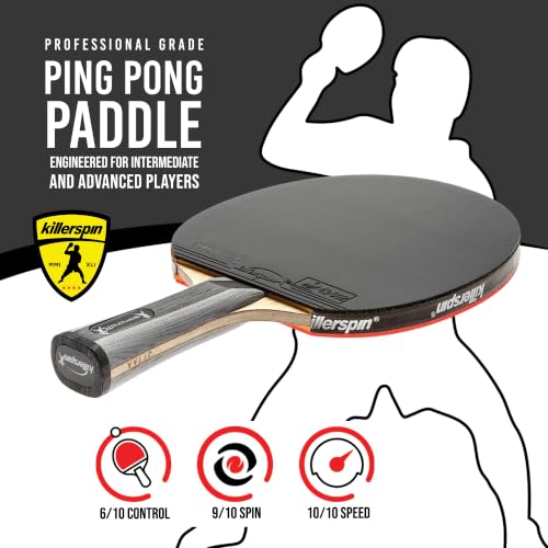 Image of Killerspin Diamond TC Ping Pong Paddle, Advanced Table Tennis Paddle, Memory Book Paddle Case, Red /Black