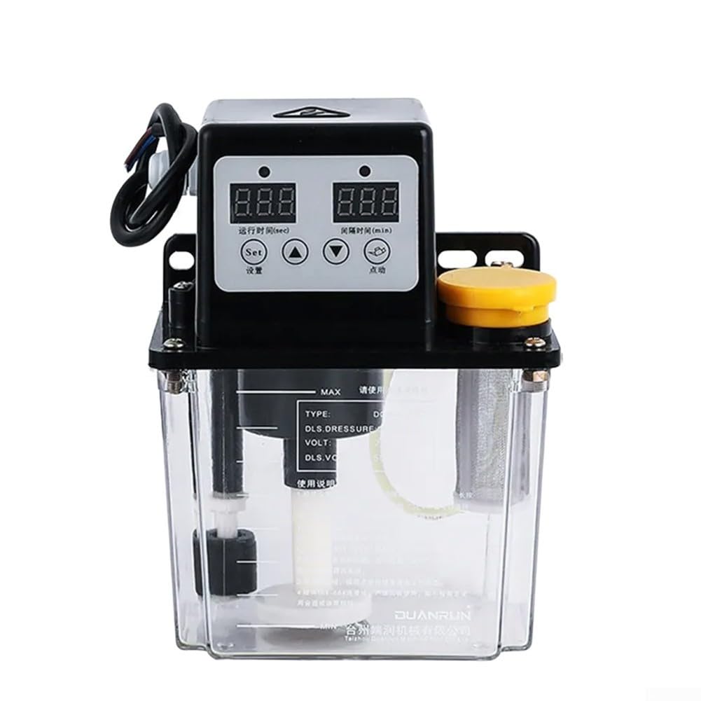 Pompa automatica per olio lubrificante con ingranaggi in lega, pannello display elettronico, serbatoio da 1 o 2 l, adatta per lubrificazione CNC e funzionamento di macchine industriali (1L)
