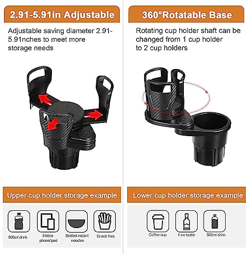 Portavasos Multifuncional Ajustable para Carro Negro miniatura 5