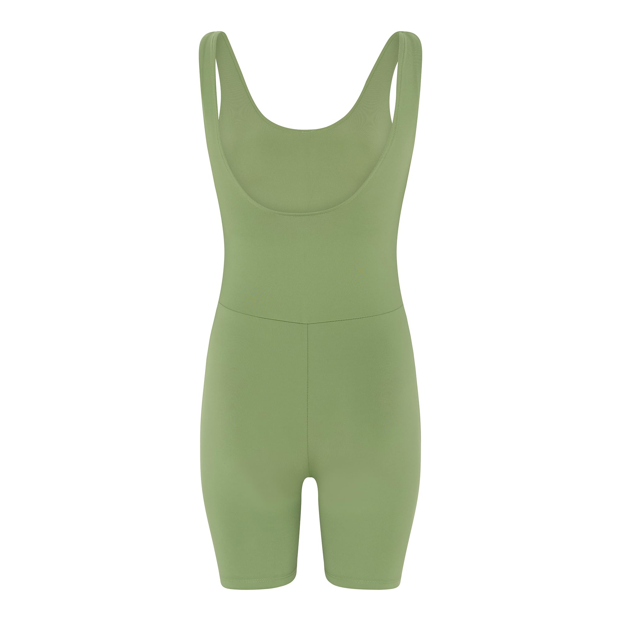 Girlfriend Collective Women's Bike Jumpsuit, Low back Yoga body, Built-in supporting Bra, Short Leggings without sleeves, One-piece Sportswear