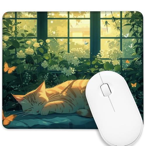 NITAHHHY Mouse Pad Orange Cat Sleeping on Windowsill Computer Mousepad