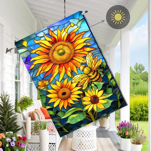 spring summer house flags 28 x 40 double sided, Floral Flower sunflower large Yard House Flags Outdoor House decorative