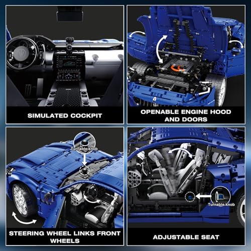 Image of Reobrix Sports Car Building Blocks Set for Adults, 1:8 Vehicle Racing Car Toy Model Building Kit for Adult, 11010, Creative Gifts for Adults 14+ (5480PCS)