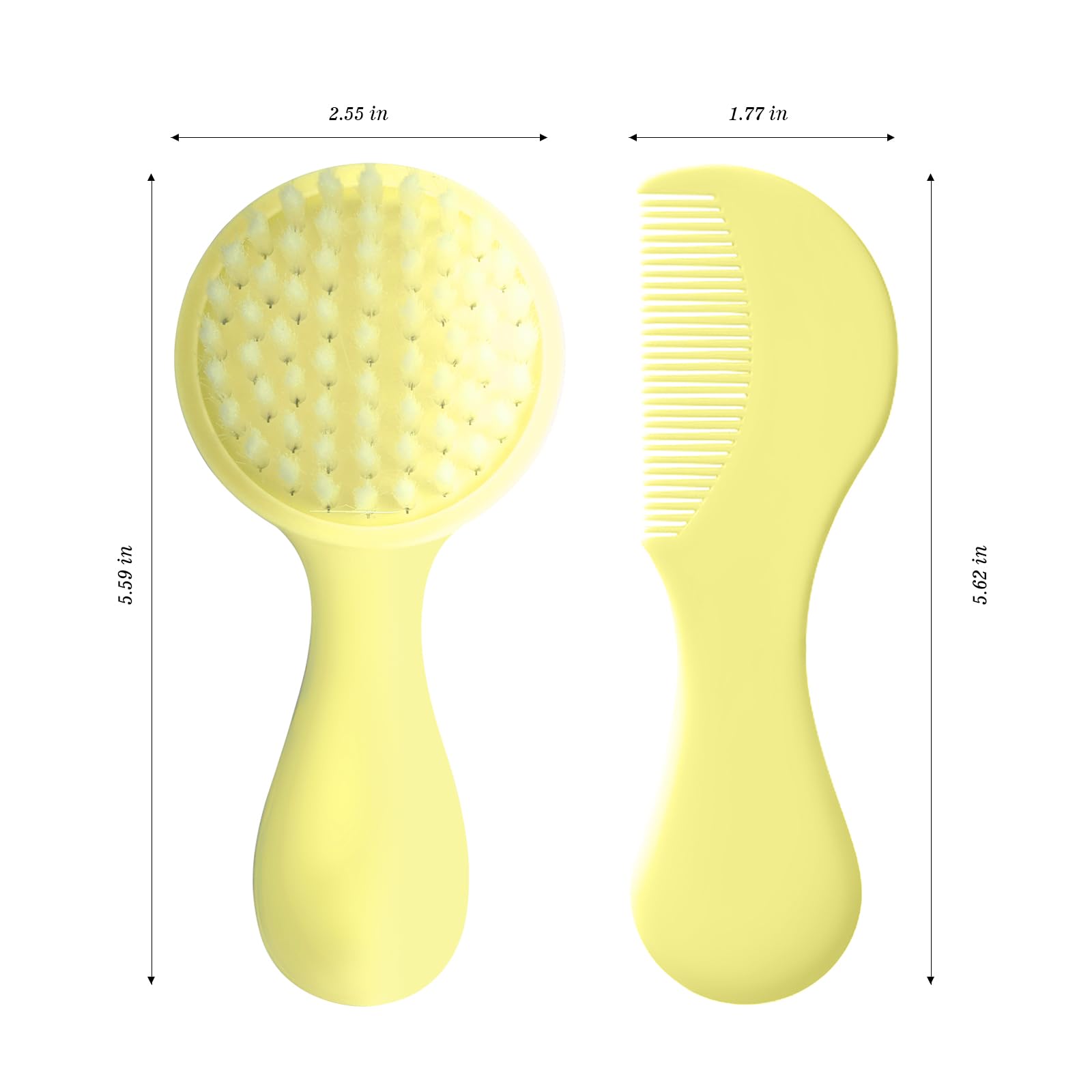 Baby-Haarkamm-Set, weiche Baby-Haarbürste, Babykamm, Haarkamm-Set, Neugeborene, Baby-Haarbürste und Kamm-Set, Babypflege, Haarbürste für Mädchen und Jungen, Baby-Haarbürsten-Set für Neugeborene, Gelb
