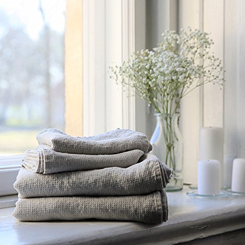Linenme 0454701 Towel Washed Waffle Silver 39 X 63, Made In Europe, Bath Sheet, European Linen, Machine Washable, Super Absorbent #TOP4