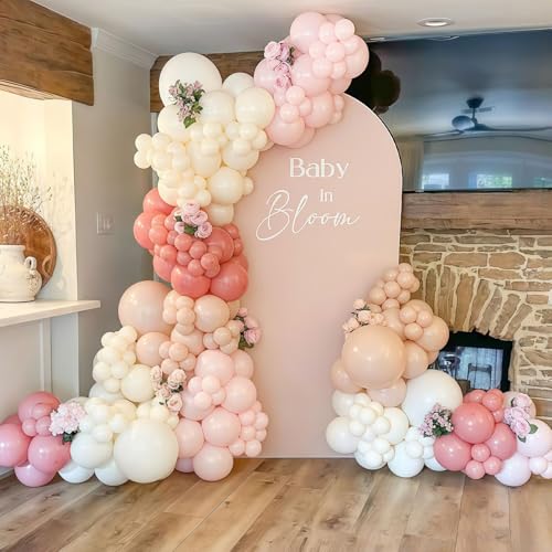 Image of Dusty Pink Balloon Arch Kit 115Pcs Retro Blush Pink Sand White Balloons Garland Kit Neutral Boho Peach Nude Beige Cream Birthday Party Balloons for Girls Women Baby Shower Bridal Wedding Decorations