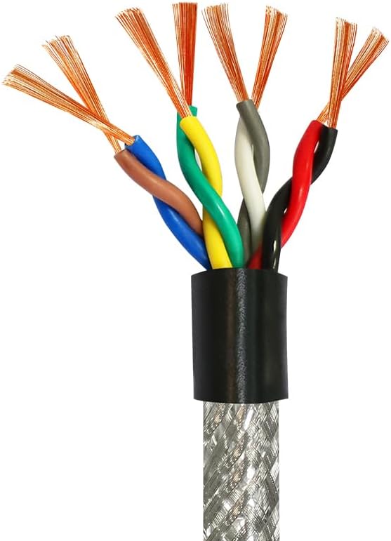 Twisted Shielded Wire Signal Cable 24 22 20 18 17 15 AWG Channel Audio 4 6 8 10 12 16 Core UL2547 Communication Line(8core,1M_0.5MM 20AWG)
