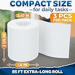 3-Pack Calculator Tape Rolls – Adding Machine Tape 2 1/4 in x 85 ft | Reliable Receipt Paper, Lint-Free, Easy-to-Install | Compatible with Most Printing Calculators, POS Systems & Cash Registers