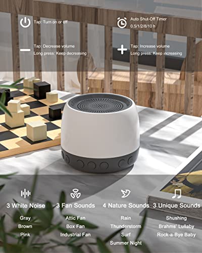 Elesories White Noise Machine, Sound Machine With13 Non Looping Natural Soothing Sounds For Adults Baby Sleeping, Also Be Used As A Multifunctional Speaker For Home, Office Privacy | Nursery | Travel… #TOP1