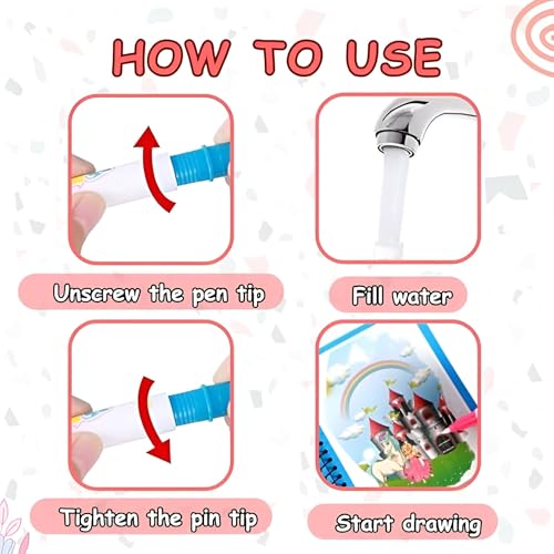 Image of Sakuya Magic Water Coloring Book |Mess-Free Colouring Book|Reusable Notepad with Magical Pen| Educational Doodle Book for Kids, Return Gifts for Birthdays, Size:12 * 8 Reusable Book- (Pack of 6)